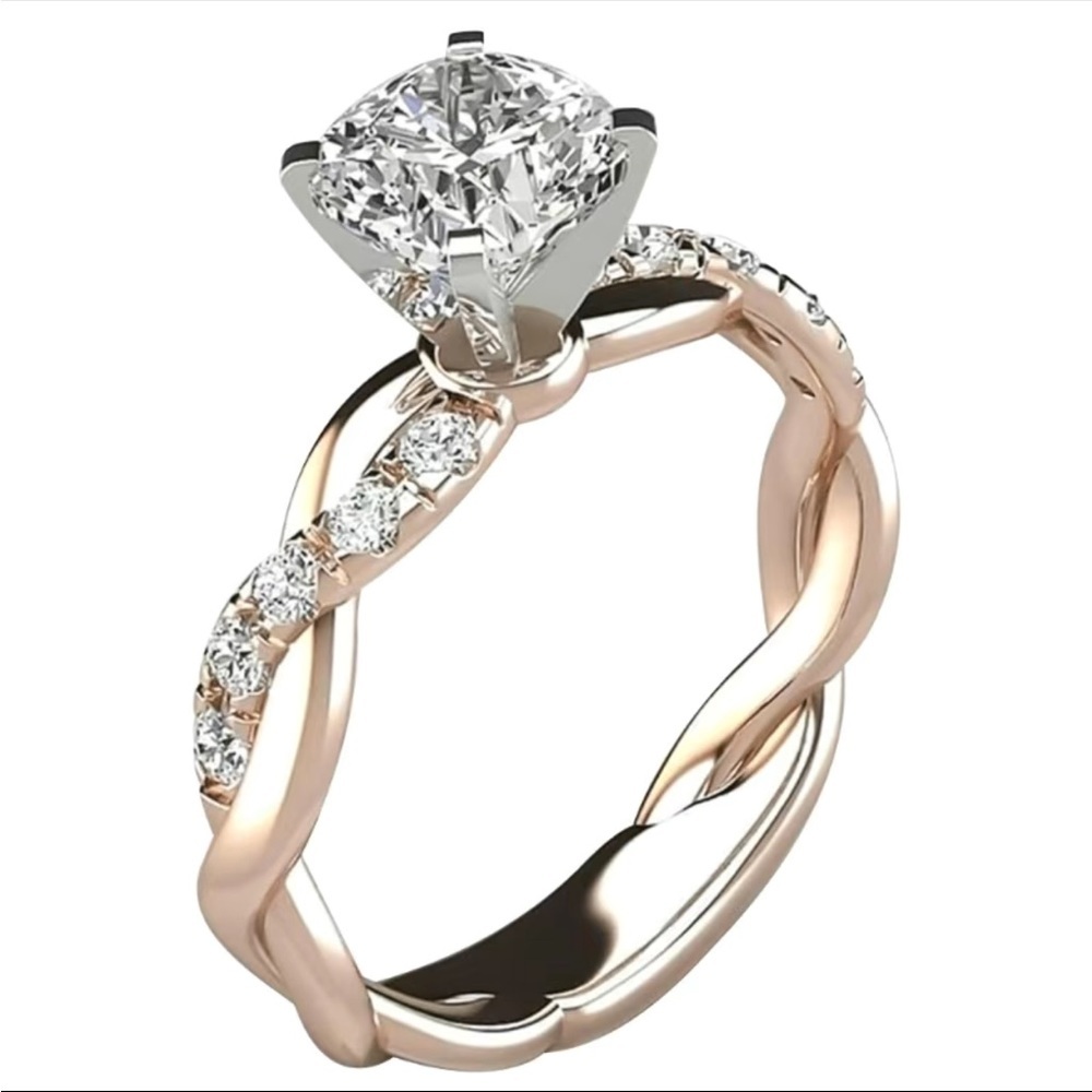 Twisted Pink Gold Diamond Ring Size 7